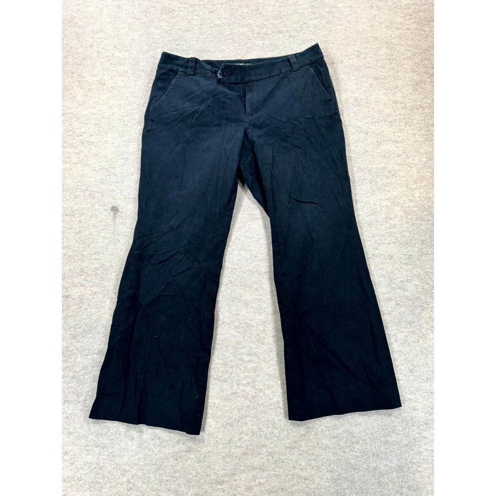 Eddie Bauer Trouser Pants Womens 12S Blue Cotton Stretch Bootcut Leg Flat Front